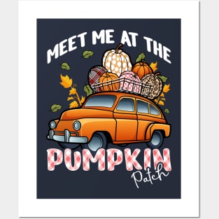 Halloween Fall Autumn Meet Me At The Pumpkin Patch Posters and Art